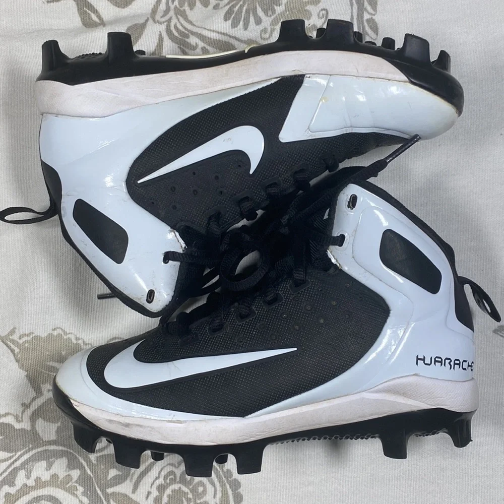 Nike Alpha Huarache‎ Baseball Cleats 1.5 Y Black White Pro Mid 923434-011